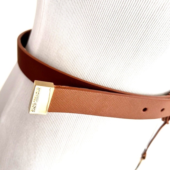 Michael Kors Genuine Leather Belt Size XS Brown Gold 1" Inch - Picture 4 of 9
